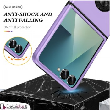 Plastikinis dėklas su žiedu - violetinis (Samsung Galaxy Z Flip 7) Plastikinis dėklas su žiedu - violetinis (Samsung Galaxy Z Flip 7)